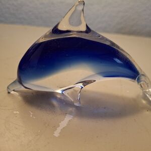 Blue Glass Dolphin Figurine